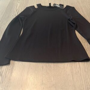 White House Black Market Black Cut-Out Blouse